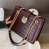 Back to College Stone pattern Square Tote bag 2020 Fashion New High quality PU Leather Women's Designer Handbag Chain Shoulder Messenger Bag