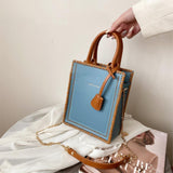 Christmas Gift Contrast color Tote bag 2021 New High-quality PU Leather Women's Designer Handbag Chain Shoulder Messenger Bag Phone Purses