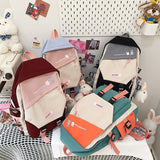 Back to College 2021 New Casual Women Morandi Color Backpacks Patchwork Female Large Capacity Travel Bag Waterproof Schoolbag for Teenager Girls