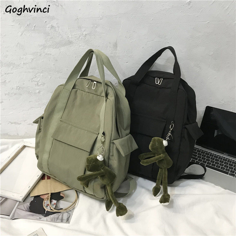 Christmas Gift Backpacks Women Safari Style Patchwork Nylon Multi-pockets Harajuku Waterproof Laptops School Collage Simple All-match Fashion