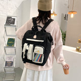 Vvsha New Cute Donuts Women Backpack Female Ring Buckle Big Schoolbag Transparent Multi-pockets Travel Bag for Teenage Girls Backpacks