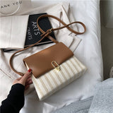 Christmas Gift Strip Design Small PU Leather Crossbody Shoulder Bags For Women 2021 Summer Simple Handbags And Purses Female Travel