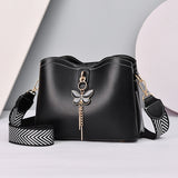 Vvsha Fashon Women's Bucket Shoulder Bag PU Leather Weave Strap Belt women Bag Luxury Messenger Bag