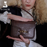 FOXER 2021 Fashion Lady Cow Leather Shoulder Bag Vintage Women Small Crossbody Bags Casual Crocodile Pattern Messenger Bag Light