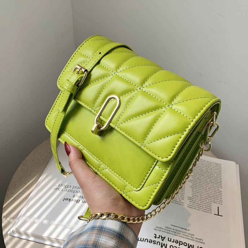 Kiwi Green 2021 Shoulder Bag Women Travel Bags Leather Pu Quilted Bag Female Luxury Handbags Women Bag Designer Sac A Main Femme