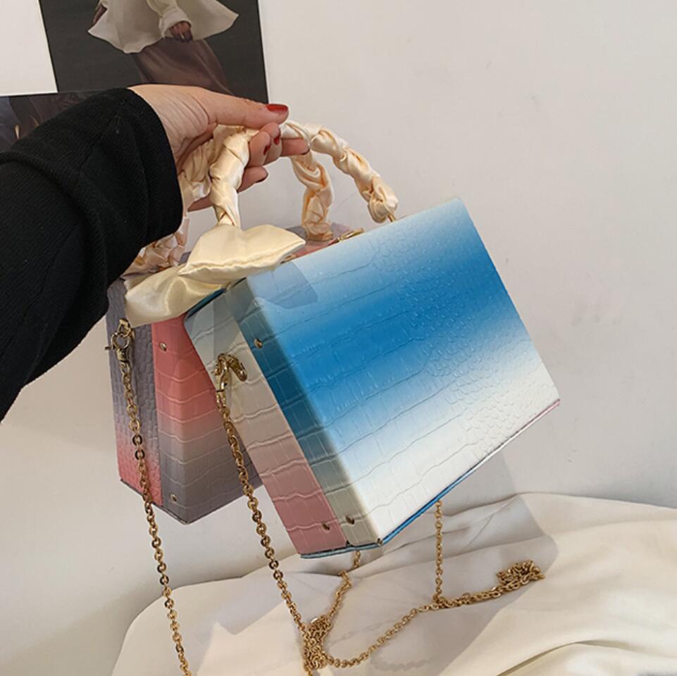 Crocodile pattern Ribbon Tote Box bag 2021 Nw Qquality PU Leather Women's Designer Handbag Luxury brand Shoulder Messenger Bag