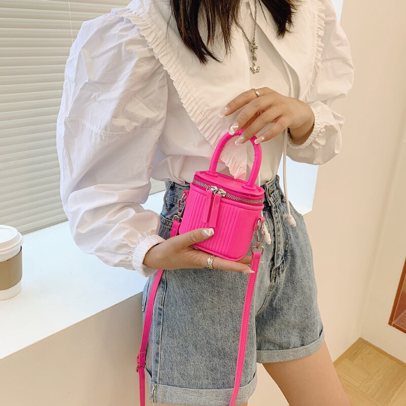 Christmas Gift Luxury Mini Box PU Leather Crossbody Bag with Short Handle for Women 2021 Cute Phone Shoulder Handbag and Purses Pink Green