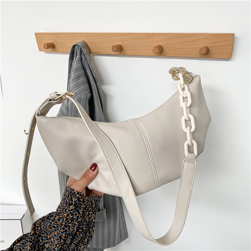 Women High Quality Soft Leather Shoulder Crossbody Bags for Women 2021 Vintage Solid Color Chains Bag Female Sac A Main New
