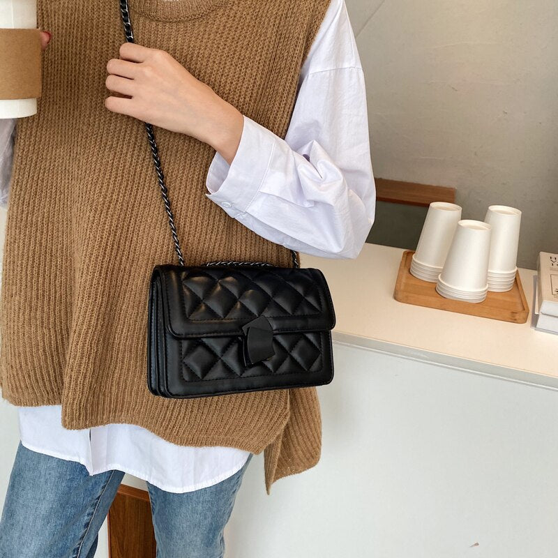 Small PU Leather Crossbody Bag for Women 2020 Fashion Winter Branded Chain Designer Shoulder Handbags Women's Trend Hand Bag