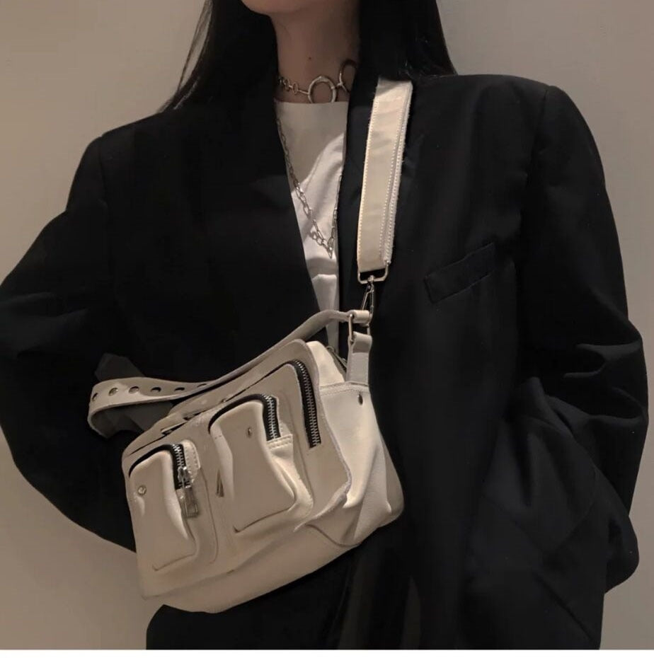 Fashion Rivet women Crossbody Bags Brand Designer ladies Handbag and wallet chain Shoulder Messenger bags 2 Shoulder Belt black