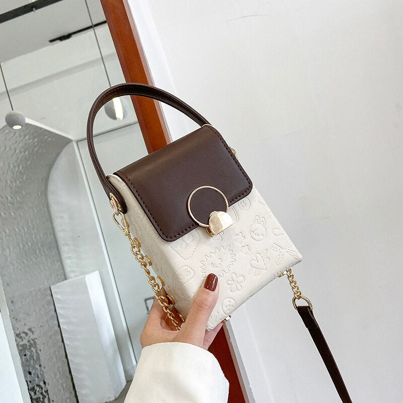 с доставкой  Design Small PU Leather Crossbody Bag for Women 2021 Winter Branded Chain Designer Shoulder Handbag Trend Totes