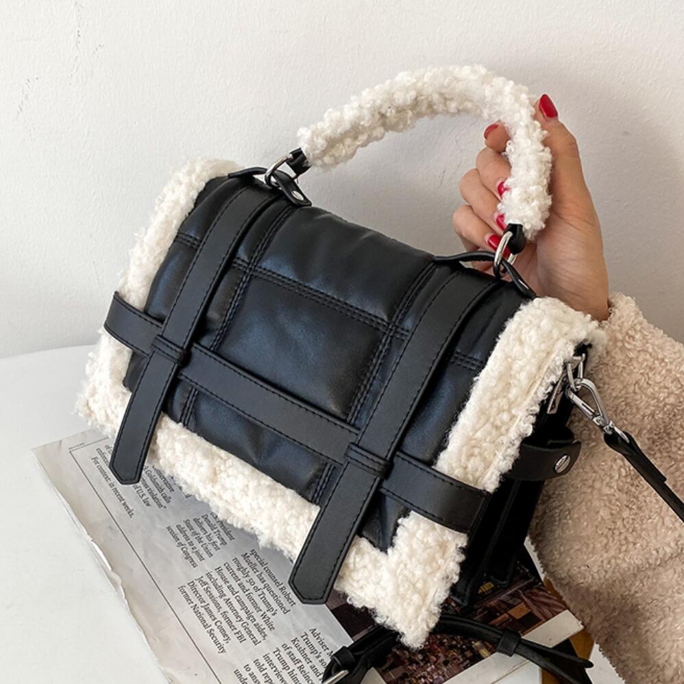 Christmas Gift Elegant Female Plush Tote bag 2021 Winter New Quality PU Leather Women's Designer Handbag High capacity Shoulder Messenger Bag