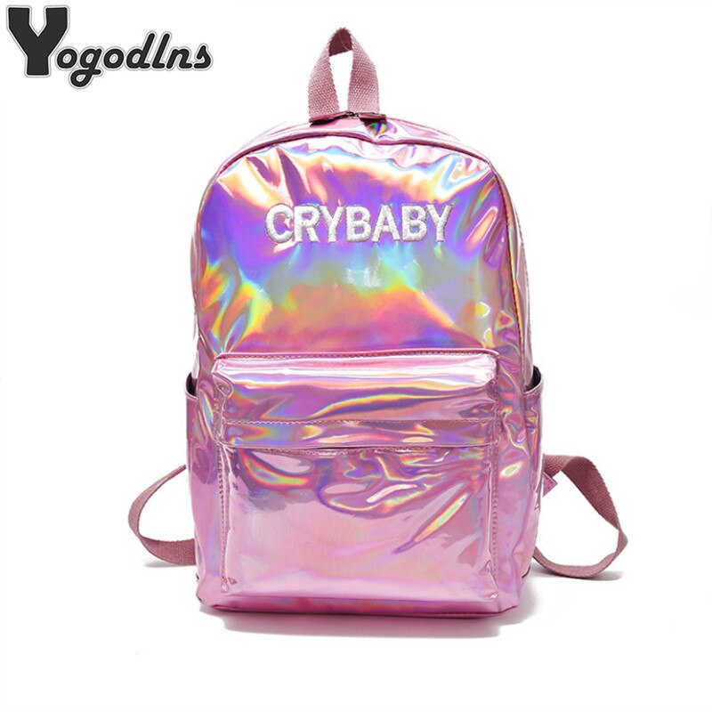 Laser Backpack Casual Travel Bags Women Girls Rucksack PU Leather Holographic Knapsack School Bags for Teenage Girls
