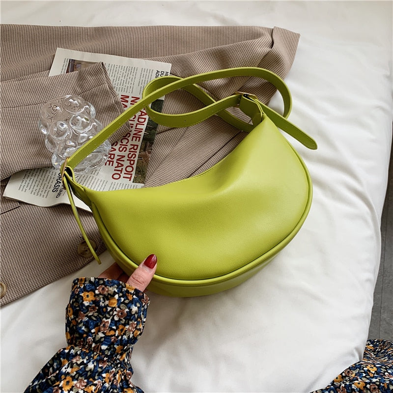 Christmas Gift Kiwi Green Solid Color Simple Small PU Leather Crossbody Bags for Women 2021 Summer Female Elegant Shoulder Handbags
