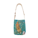 Art Fat Orange Cat Lady Shoulder Bag Cotton Linen Handbag Mini Bag Simple Mini Messenger Bag Casual Messenger Bag