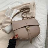 Small PU Leather Saddle Crossbody Bags for Women 2021 Winter Simple Solid Color Luxury Shoulder Underarm Handbags and Purses