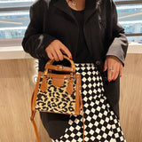 Handbags For Women 2021 Designer Luxury Leopard Print Crossbody Bag Fashion Bamboo Handl Evening Square Brand Shoulder Purses