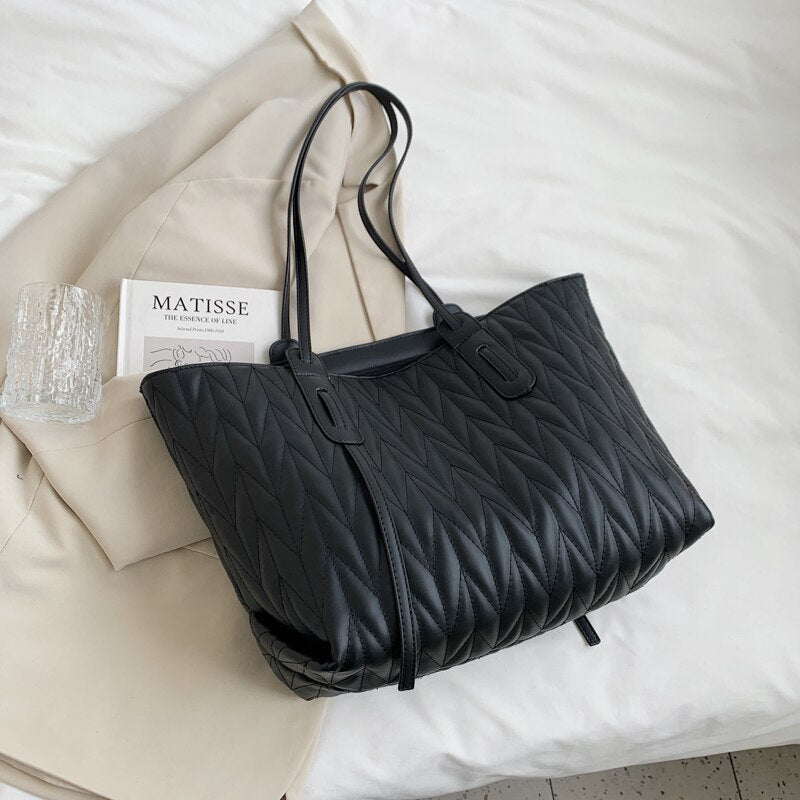 PU Leather High Capacity Tote 2021 Fashion Luxury Brand Trends Women Designer Big Shoulder Bags Purses and Handbag