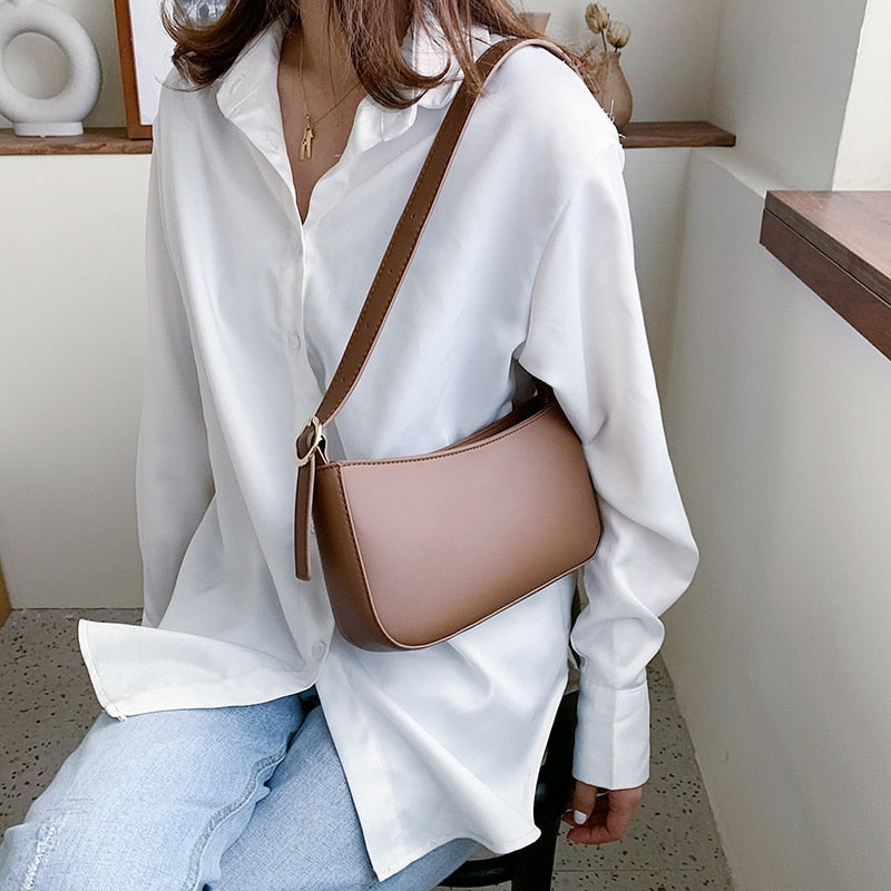 Christmas Gift LEFTSIDE Cute Solid Color Small PU Leather Shoulder Bags For Women 2021 hit Simple Handbags And Purses Female Travel Totes