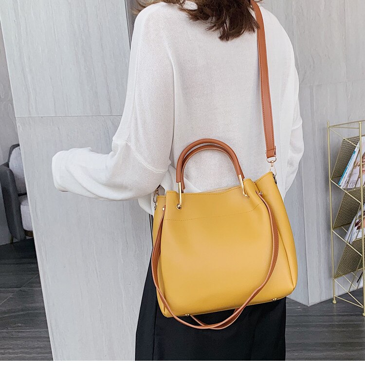 Female Bucket Crossbody Bags For Women 2021 Leather Handbag Designer Sling Sac A Main Ladies Hand Shoulder Messenger Bag yellow