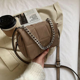FANTASY Hot Sale Oxford Cloth Shoulder Crossbody Bags For Women Thick Metal Chain Trendy Soft Handbags Female 2021 Winter Newest