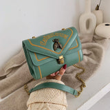 Christmas Gift New 2021 Bag Female Fashion Embroidery Small Women Shoulder Bags Metal Butterfly Decoration Chain Crossbody Female Messenger Bag