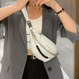 с доставкой Silver Chain Design PU Leather Crossbody Bags For Women 2021 Shoulder Messenger Handbags Small Chest Bag Travel
