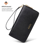 FOXER 100% Natural Leather Women Long Wallet Classic Large Capacity Lady Money Bags Fashion Clutch Bag Card Holder Phone Purse