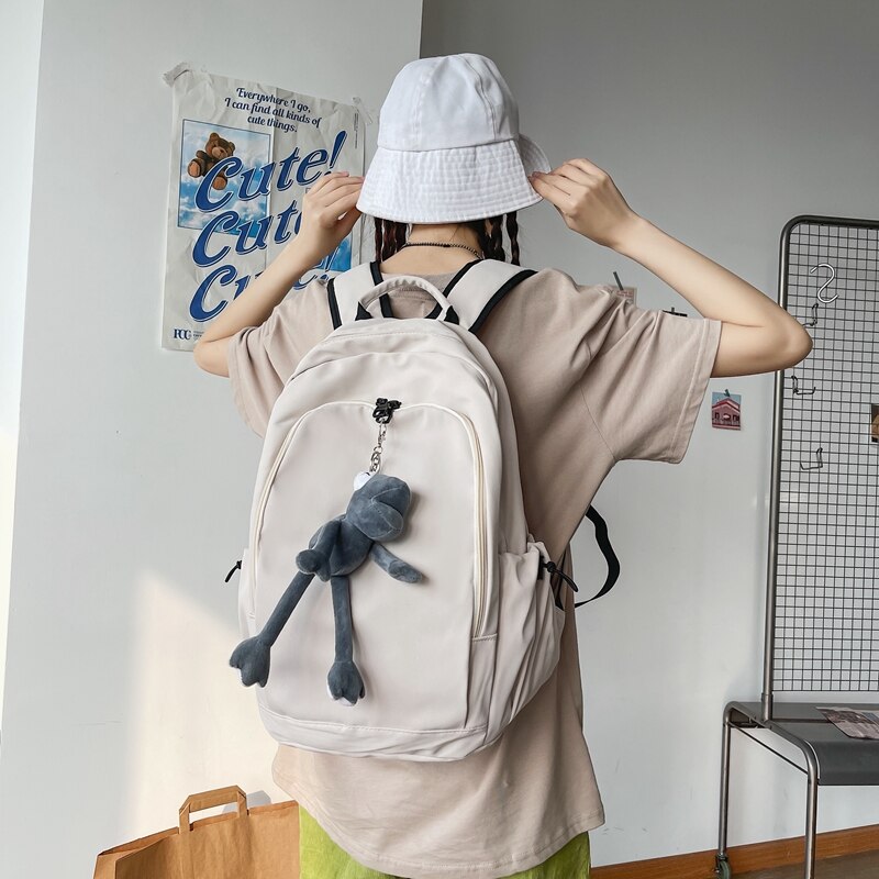 DCIMOR New Solid Color Waterproof Nylon Women Backpack Female Large Capacity Laptop Back Bag Teenage Girl Big Schoolbag Fashion