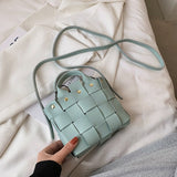 Christmas Gift Weave Mini PU Leather Bucket Crossbody Bags For Women 2021 hit Summer Branded Luxury Shoulder Handbags Designer Clutch