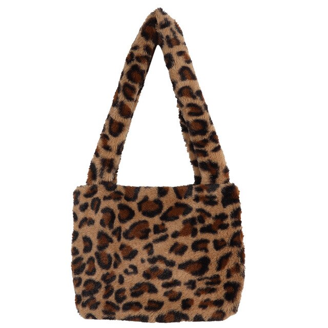 Vvsha Casual Fur Tote Handbag Women's Shoulder Bag Autumn Luxury Brand Designer Totes Handbag Leopard Bolsa Feminina B732