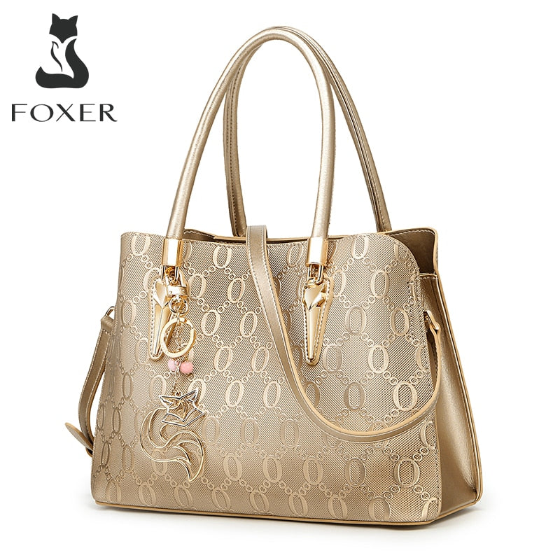 FOXER 2021 Chic Women's Leather Handbag Fall Winter Large Capacity Lady Top Handle Tote Bags Classic Purse Luxury Shoulder Bags
