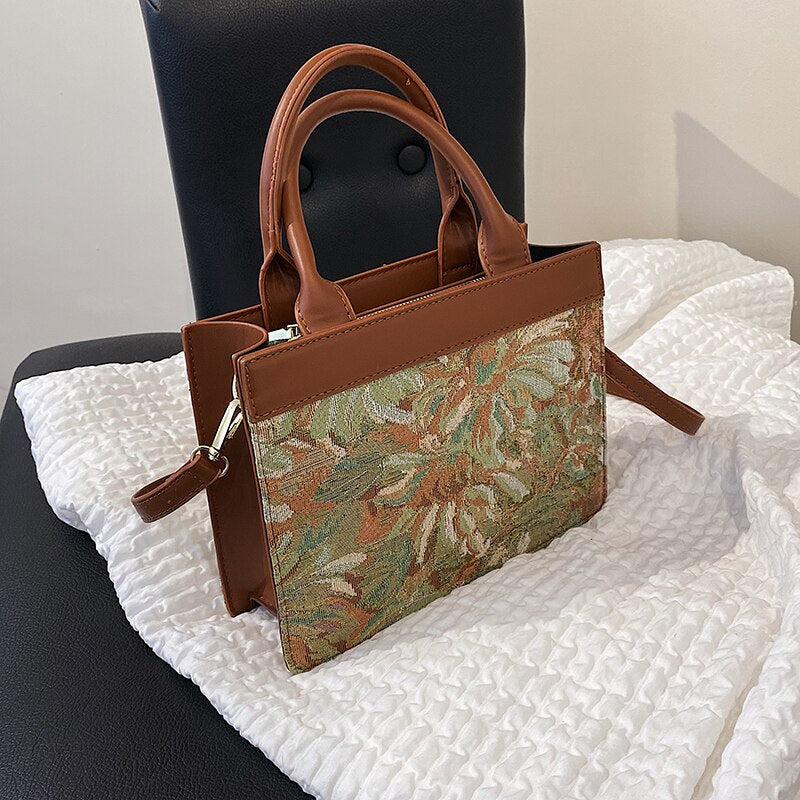 Christmas Gift LEFTSIDE 2021 Printing Flowers Designer Women's Tote Luxury Ladies Handbags Designer Lady Travel Branded Crossbody Shoulder Bags
