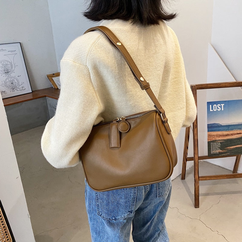 Christmas Gift Small Soft PU Leather Crossbody Bags For Women 2021 Winter Simple Shoulder Bag Luxury Trending Branded Handbags And Purses