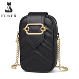 FOXER Cow Leather Mini Women's Shoulder Bag Diamond Lattice Summer Fashion Phone Messenger Bags for Lady Small Crssbody Flap Bag