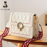 FOXER Summer Girl's Crossbody Bag Two Adjustable Shoulder Strap Women's Cow Leather Fashion Messenger Bag Small Handle Bags