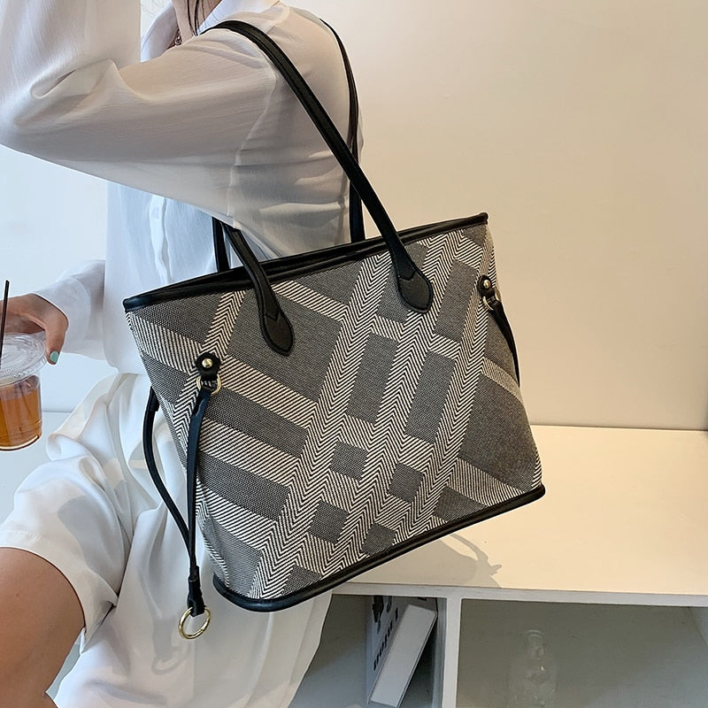 Christmas Gift 2021 Geometry Designer Shoulder Bag Retro Female Trendy Handbag Luxury Designer Big Fashion High Capacity Shopper Shopping Tote