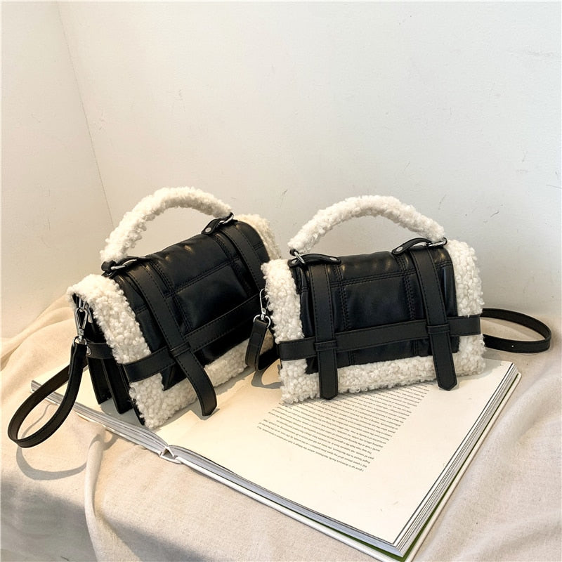 Christmas Gift Elegant Female Plush Tote bag 2021 Winter New Quality PU Leather Women's Designer Handbag High capacity Shoulder Messenger Bag