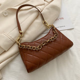Fashion Women Underarm Baguette bags PU Leather Shoulder Bags Ladies Chain Designer Luxury Handbag Female Travel Purse Tote