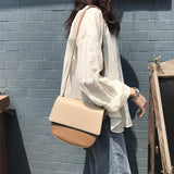 Korean style saddle bag for women Shoulder Bag small panelled pu Leather Messenger crossbody Bags female handbags bolsas blue