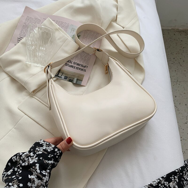 Christmas Gift Half Moon Design Small PU Leather Crossbody Bags For Women 2021 Summer Simple Shoulder Purses Lady Luxury Travel Handbags
