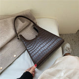 Christmas Gift Burminsa Retro Crocodile Pattern Shoulder Bags For Women Brand Designer Triangular High Quality Ladies Purses And Handbags 2021