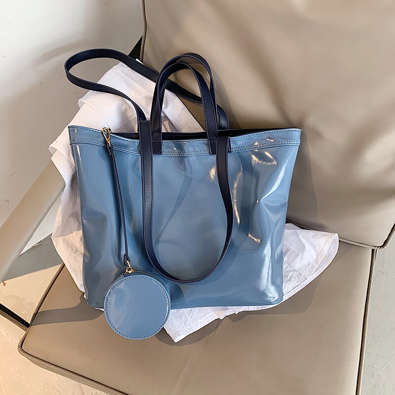 FANTASY 2020 New Patent Leather Large-Capacity Handbag For Women Fashion Composite Bag Lady 3 Color Tote Bag Travel Shoulder Bag
