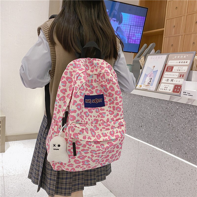 Back to College New Trend Black Leopard Backpack Women Large Capacity Waterproof Backpacks Female Panther Schoolbags for Lady Fashion Travel Bag