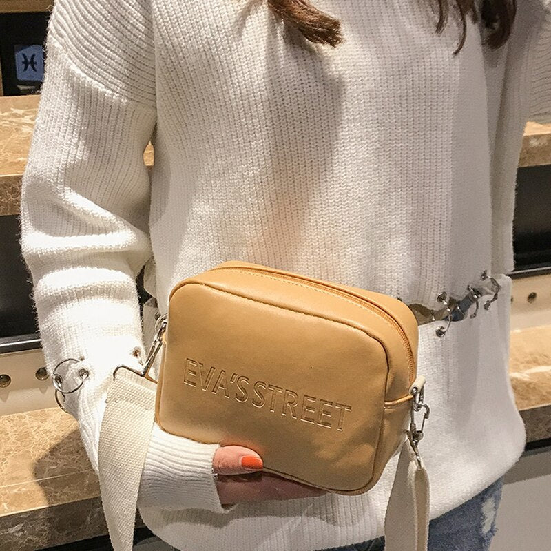 Luxury Brand Women's Shoulder Bags Simple Flap Designer Leather Embossed Letters Messenger Bags Handbags Females Crossbody Bag