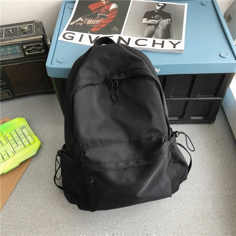 DCIMOR New Solid Color Nylon Backpack Men and Women large Capacity Portable Laptop Backpack College Student Schoolbag Book Bag