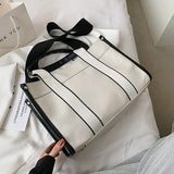 Christmas Gift Casual Canvas Women Handbags Fashion Letters Shoulder Crossbody Bags Female Large Capacity Tote bags Leather Patchwork Bag 2021