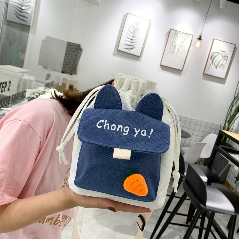 Summer Female 2021 New Korean Version Multifunctional Messenger Bag Student Cute Girl Canvas One-shoulder Bucket Bags All-match