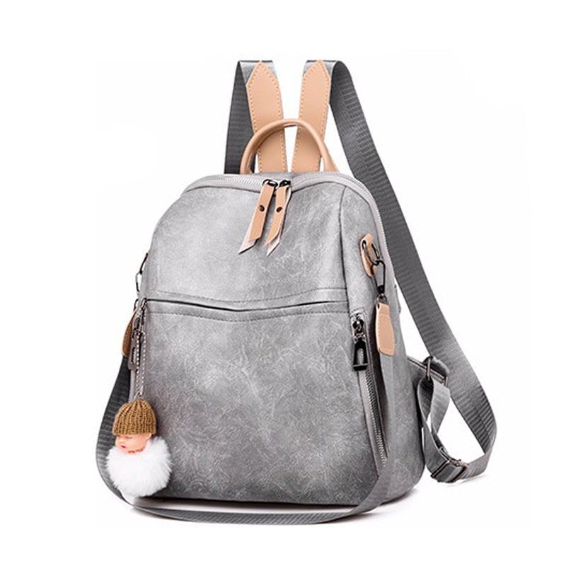 Back to College 2021 new trend ladies backpack soft leather youth girl school bag large shoulder bag multifunctional travel backpack