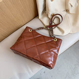 Christmas Gift Large PU Leather Hand Bags For Women 2021 Elegant Shoulder Handbags Female Travel Totes Lady Chain Designer Branded Bag